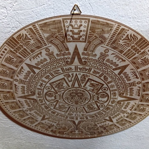 Mayan Sun Calendar wooden cnc laser engraved new
