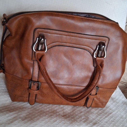 Bag and wallet set new, synthetic leather, brown
