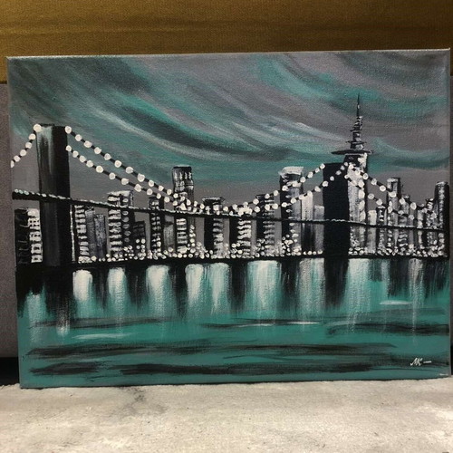 Tiffany Cityscape Acrylic Painting 40x30 cm new