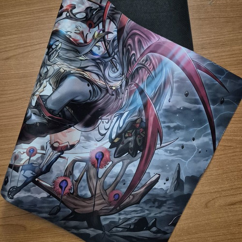 Yu-Gi-Oh Fusion Deployment playmat with Fallen of Albaz & Blazing Cartesia artwork