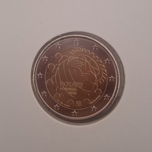 2 euro Portugal 2026 coin, 100 years Rotary, uncirculated