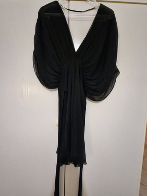 Dress used short with belt and transparent sleeves, size M