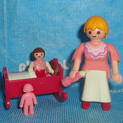 Playmobil mother with baby in cradle