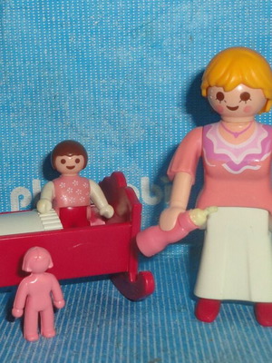 Playmobil mother with baby in cradle