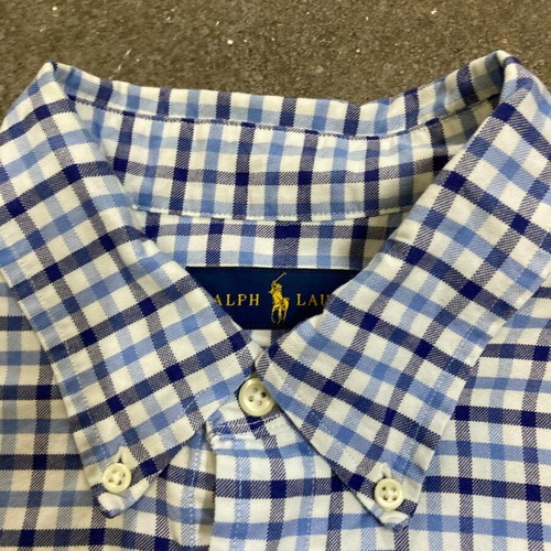 Ralph Lauren Oxford long sleeve shirt, blue white checked, size L