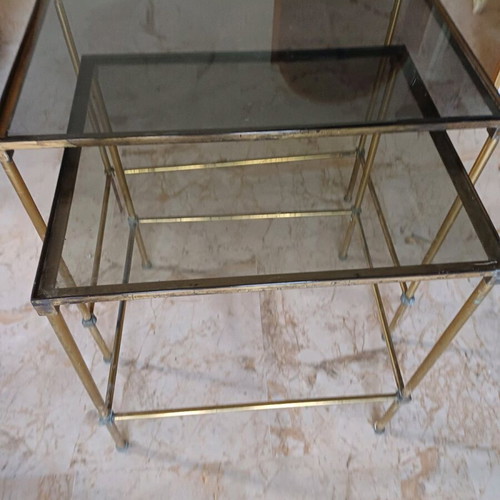 Zigon coffee tables with bronze frame and smoked glass like new