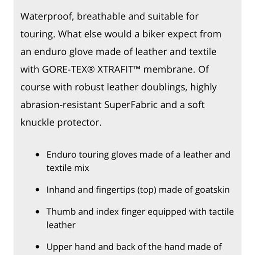 BMW GS Goretex women's motorcycle gloves new, size medium 6.5
