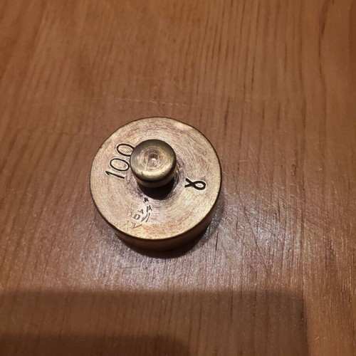 Set of 3 old brass scale weights used