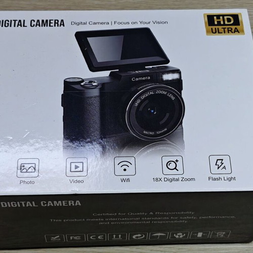 Digital Camera 64MP 5K WiFi with Wide-Angle Lens and 64GB Memory New