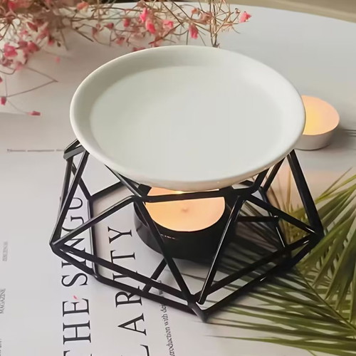 Geometric Shape Black Aromatherapy Burner new (11.4x5.7cm)