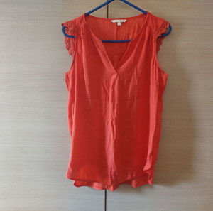 Denim πορτοκαλί κοντομάνικη μπλούζα top / t-shirt με δαντέλα Medium