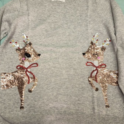 H&M knitted sweater with deer design like new, size 9-10