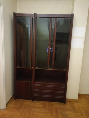 Mahogany wood living room cabinet used with illuminated shelves