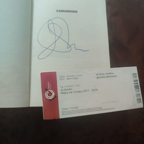 Book Jo Nesbo The Snowman used with author's authentic signature