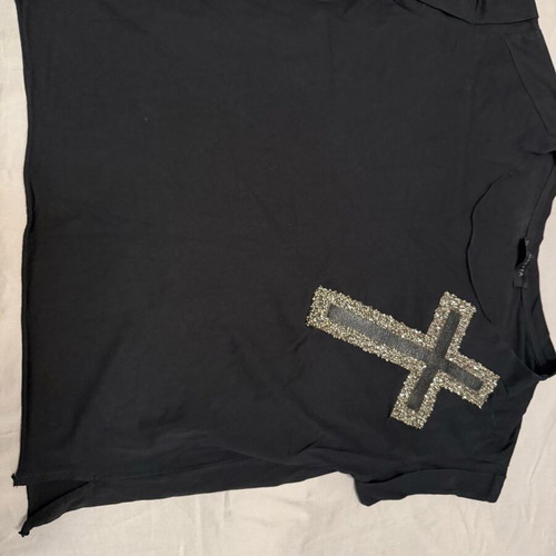 Doretta black one size t-shirt used with cross and strass