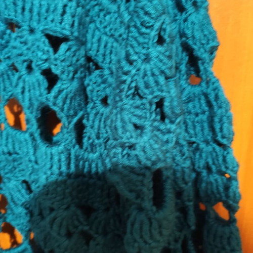 Knitted long wool cardigan handmade blue new