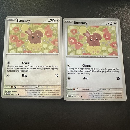 Buneary 107/132 Mega Evolution Pokemon card, normal and reverse