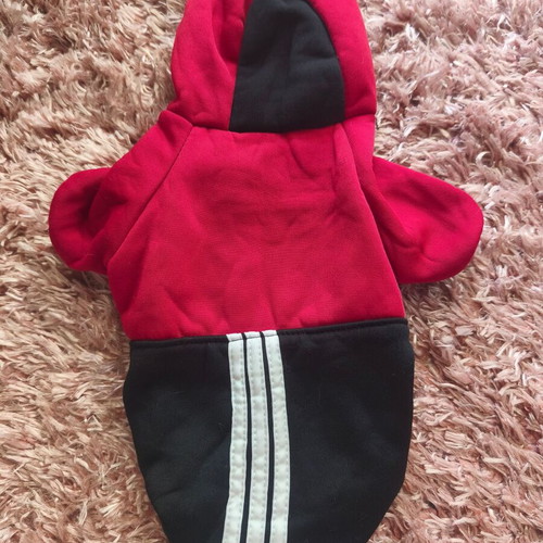 Dog hoodie XL like new, red and black with buttons