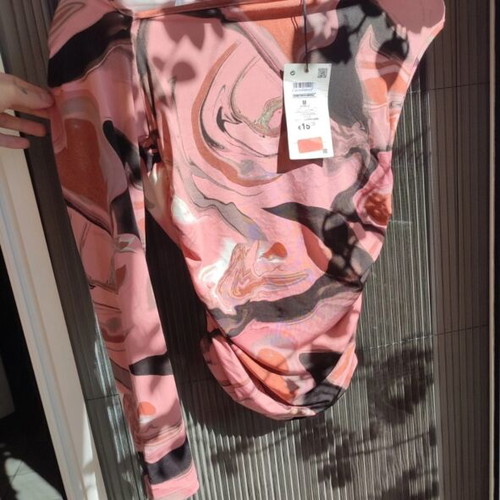 Pink Woman One-Shoulder Marble Top M new with tag