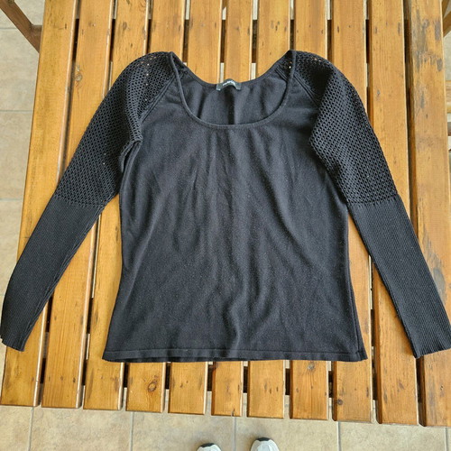 Thin sweater used, black, size M, with transparent sleeves