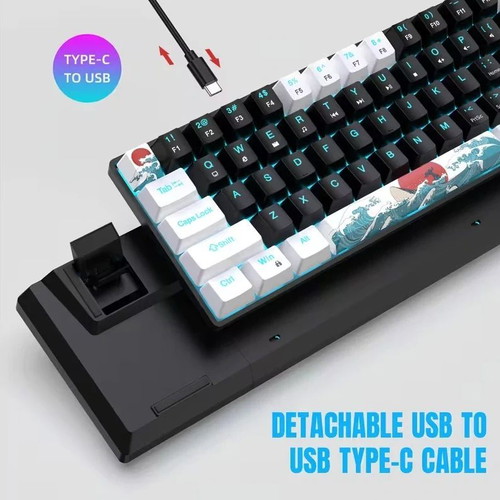 Mechanical Gaming Keyboard 68 Keys with Backlight and Detachable Type-C Cable new