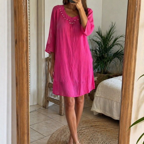 Beach caftan new, pink, small - medium