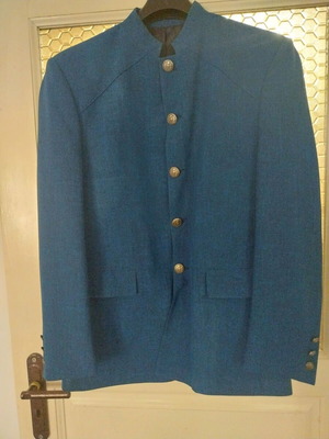 Men's wool suit like new, melange blue and black, size L