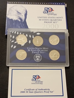 Proof Set 50 State Quarters 2000 USA new