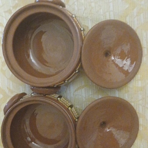 Clay Individual Giouvetsakia / Casseroles with Lid, set of 2