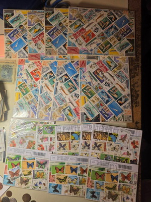 Stamps used, set of 16 on hard cardboard