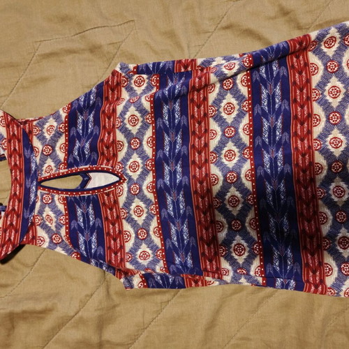 Boho print dress elastic, fits S, like new