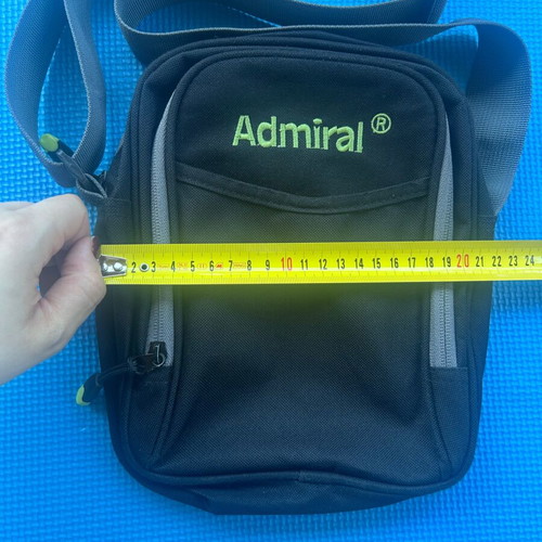 Admiral black crossbody messenger bag used with broken rear zipper