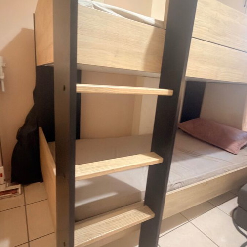 E-F 054 children's bunk bed, natural and black