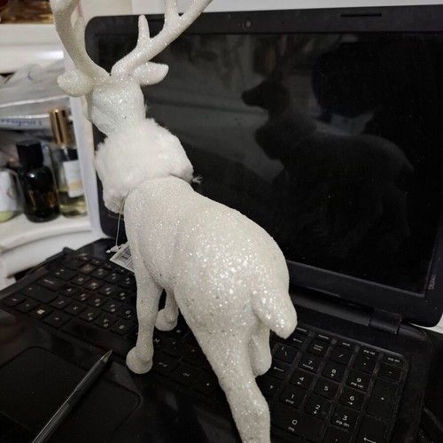Christmas reindeer white with glitter new