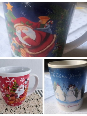 Set of 3 vintage Christmas mugs new, variety of designs