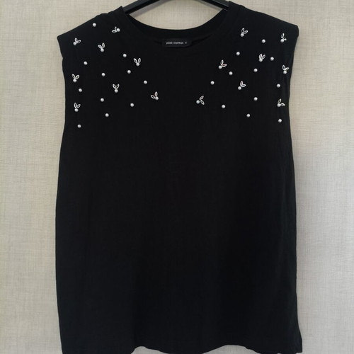 Pink Woman Black Sleeveless Top like new, size M