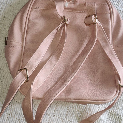 Women's backpack set with gold studs and wallet nude pink new
