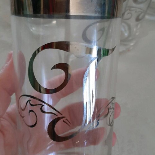 Water glasses used with monogram T, set of 7, silver
