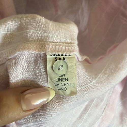 Linen striped shirt, white and pink
