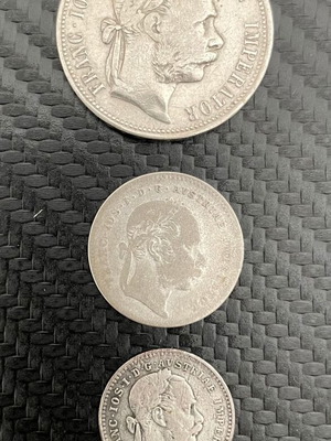 Silver coins Francis Joseph I used, 1 Florin 1888, 20 and 10 Kreuzer