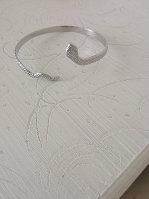 Snake hammered silver steel bracelet like new