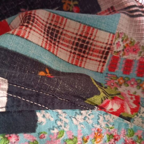 Summer bermuda handmade vintage with patchwork design, multicolor