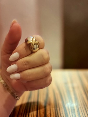 Chunky ring with crossed design silver 925 and gold 585 like new