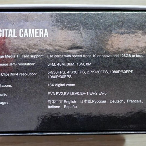 Digital Camera 64MP 5K WiFi with Wide-Angle Lens and 64GB Memory New