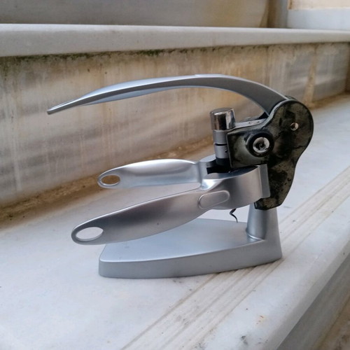 Tabletop inox corkscrew used with inox base