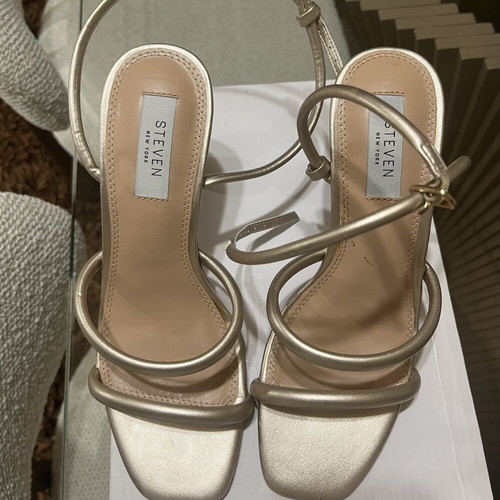 Steve Madden women's sandal, tan, size 38, 7cm heel