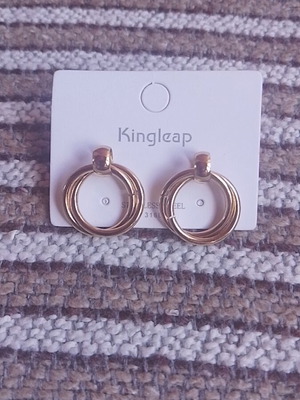 Gold stainless steel earrings 316L new, water resistant
