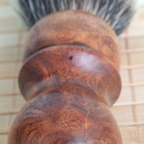Elite Razor Amboyna Burl Shaving Brush like new, handmade USA