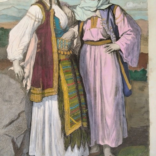 Greek women of Thessaly used hand-colored woodcut 1860