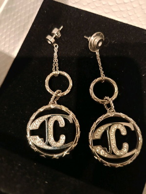 Just Cavalli dangling earrings like new, silver with zircon crystals